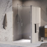 BRAUER Void nisdeur 2-delig helder glas 120x200 omkeerbaar met draaideur 60 aan muur incl. glascoating chroom GS-VON2H6060200CE