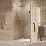 BRAUER Void nisdeur 2-delig helder glas 120x200 omkeerbaar met draaideur 60 aan muur incl. glascoating PVD goud GS-VON2H6060200GG