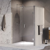 BRAUER Void nisdeur 2-delig helder glas 130x200 omkeerbaar met draaideur 60 aan muur incl. glascoating chroom GS-VON2H6070200CE