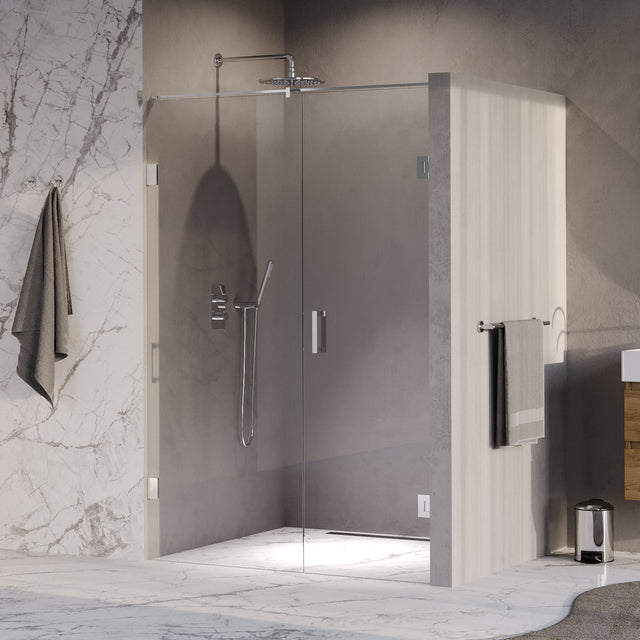 BRAUER Void nisdeur 2-delig helder glas 130x200 omkeerbaar met draaideur 60 aan muur incl. glascoating chroom GS-VON2H6070200CE