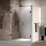 BRAUER Void nisdeur 2-delig helder glas 130x200 omkeerbaar met draaideur 60 aan muur incl. glascoating mat zwart GS-VON2H6070200MZ