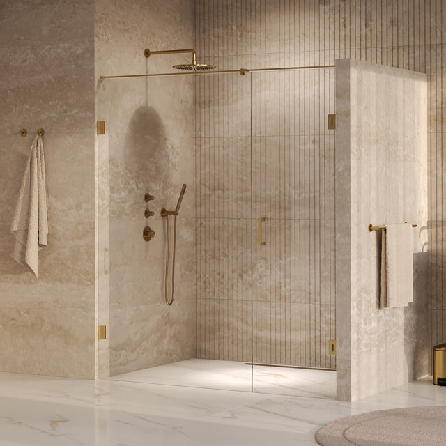 BRAUER Void nisdeur 2-delig helder glas 180x200 omkeerbaar met draaideur 70 aan muur incl. glascoating PVD goud GS-VON2H70110200GG