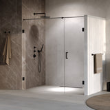 BRAUER Void nisdeur 2-delig helder glas 190x200 omkeerbaar met draaideur 70 aan muur incl. glascoating mat zwart GS-VON2H70120200MZ