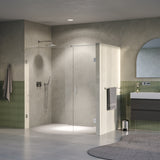 BRAUER Void nisdeur 2-delig helder glas 190x200 omkeerbaar met draaideur 70 aan muur incl. glascoating PVD RVS-kleurig GS-VON2H70120200NG