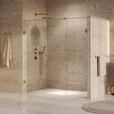 BRAUER Void nisdeur 2-delig helder glas 200x200 omkeerbaar met draaideur 70 aan muur incl. glascoating PVD goud GS-VON2H70130200GG