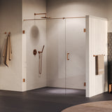 BRAUER Void nisdeur 2-delig helder glas 200x200 omkeerbaar met draaideur 70 aan muur incl. glascoating PVD koper GS-VON2H70130200GK