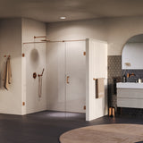 BRAUER Void nisdeur 2-delig helder glas 200x200 omkeerbaar met draaideur 70 aan muur incl. glascoating PVD koper GS-VON2H70130200GK