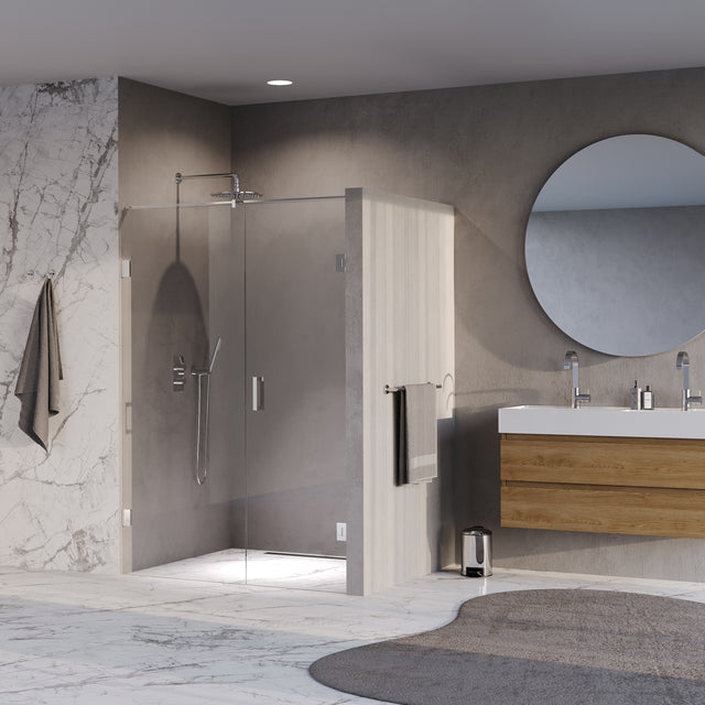 BRAUER Void nisdeur 2-delig helder glas 140x200 omkeerbaar met draaideur 70 aan muur incl. glascoating chroom GS-VON2H7070200CE