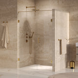 BRAUER Void nisdeur 2-delig helder glas 140x200 omkeerbaar met draaideur 70 aan muur incl. glascoating PVD goud GS-VON2H7070200GG