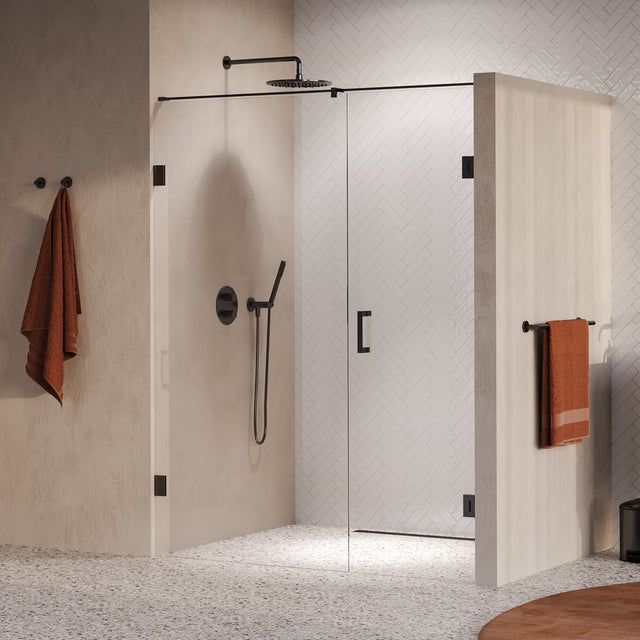 BRAUER Void nisdeur 2-delig helder glas 150x200 omkeerbaar met draaideur 70 aan muur incl. glascoating PVD gunmetal GS-VON2H7080200GM