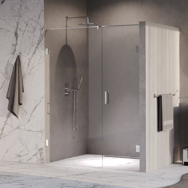 BRAUER Void nisdeur 2-delig helder glas 160x200 omkeerbaar met draaideur 70 aan muur incl. glascoating chroom GS-VON2H7090200CE