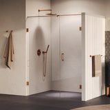 BRAUER Void nisdeur 2-delig helder glas 160x200 omkeerbaar met draaideur 70 aan muur incl. glascoating PVD koper GS-VON2H7090200GK