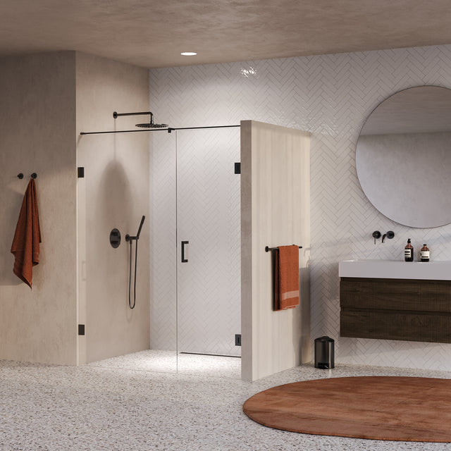 BRAUER Void nisdeur 2-delig helder glas 160x200 omkeerbaar met draaideur 70 aan muur incl. glascoating PVD gunmetal GS-VON2H7090200GM