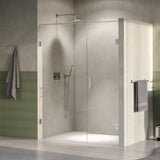 BRAUER Void nisdeur 2-delig helder glas 160x200 omkeerbaar met draaideur 70 aan muur incl. glascoating PVD RVS-kleurig GS-VON2H7090200NG