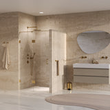 BRAUER Void nisdeur 2-delig helder glas 110x200 omkeerbaar met draaideur 60 aan glas incl. glascoating PVD goud GS-VON3H6050200GG