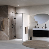 BRAUER Void nisdeur 2-delig helder glas 110x200 omkeerbaar met draaideur 60 aan glas incl. glascoating mat zwart GS-VON3H6050200MZ