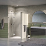 BRAUER Void nisdeur 2-delig helder glas 110x200 omkeerbaar met draaideur 60 aan glas incl. glascoating PVD RVS-kleurig GS-VON3H6050200NG