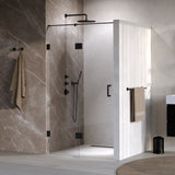 BRAUER Void nisdeur 2-delig helder glas 120x200 omkeerbaar met draaideur 60 aan glas incl. glascoating mat zwart GS-VON3H6060200MZ