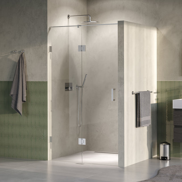 BRAUER Void nisdeur 2-delig helder glas 120x200 omkeerbaar met draaideur 60 aan glas incl. glascoating PVD RVS-kleurig GS-VON3H6060200NG