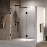 BRAUER Void nisdeur 2-delig helder glas 170x200 omkeerbaar met draaideur 70 aan glas incl. glascoating mat zwart GS-VON3H70100200MZ