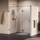 BRAUER Void nisdeur 2-delig helder glas 180x200 omkeerbaar met draaideur 70 aan glas incl. glascoating PVD koper GS-VON3H70110200GK