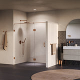 BRAUER Void nisdeur 2-delig helder glas 180x200 omkeerbaar met draaideur 70 aan glas incl. glascoating PVD koper GS-VON3H70110200GK