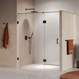 BRAUER Void nisdeur 2-delig helder glas 180x200 omkeerbaar met draaideur 70 aan glas incl. glascoating PVD gunmetal GS-VON3H70110200GM