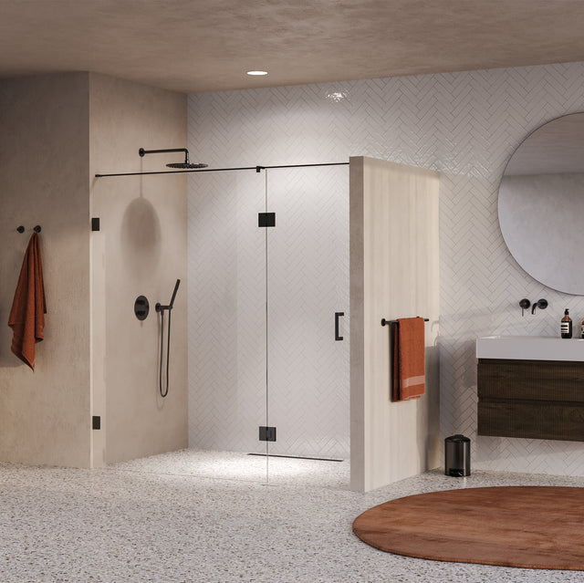 BRAUER Void nisdeur 2-delig helder glas 190x200 omkeerbaar met draaideur 70 aan glas incl. glascoating PVD gunmetal GS-VON3H70120200GM