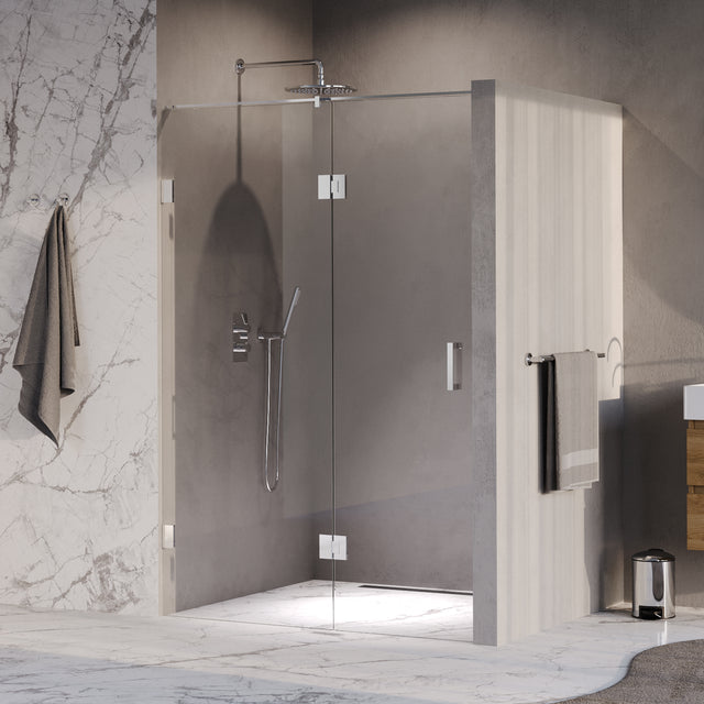 BRAUER Void nisdeur 2-delig helder glas 140x200 omkeerbaar met draaideur 70 aan glas incl. glascoating chroom GS-VON3H7070200CE