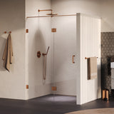 BRAUER Void nisdeur 2-delig helder glas 140x200 omkeerbaar met draaideur 70 aan glas incl. glascoating PVD koper GS-VON3H7070200GK