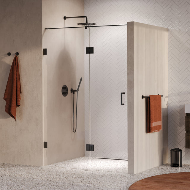 BRAUER Void nisdeur 2-delig helder glas 140x200 omkeerbaar met draaideur 70 aan glas incl. glascoating PVD gunmetal GS-VON3H7070200GM