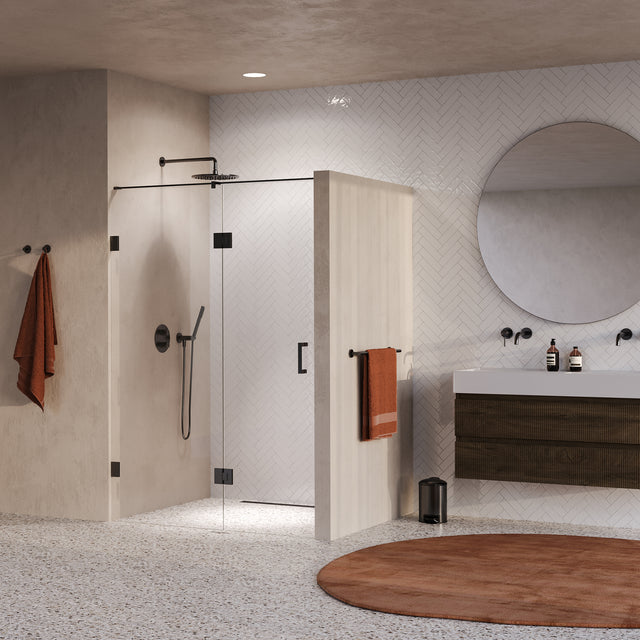 BRAUER Void nisdeur 2-delig helder glas 140x200 omkeerbaar met draaideur 70 aan glas incl. glascoating PVD gunmetal GS-VON3H7070200GM