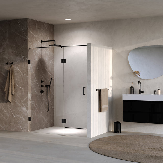 BRAUER Void nisdeur 2-delig helder glas 150x200 omkeerbaar met draaideur 70 aan glas incl. glascoating mat zwart GS-VON3H7080200MZ