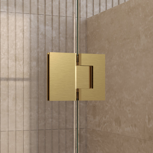 BRAUER Void nisdeur 2-delig helder glas 160x200 omkeerbaar met draaideur 70 aan glas incl. glascoating PVD goud GS-VON3H7090200GG