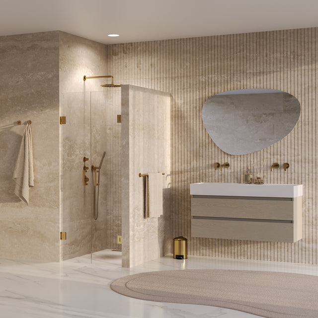 BRAUER Void pendeldeuren helder glas 80x200 incl. glascoating PVD goud geborsteld GS-VON4H80200GG