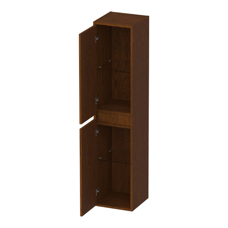BRAUER Adore hoge kast 160 met 2 deuren greeploos links- of rechtsdraaiend lamellen eiken bruin HK-AD160LEB