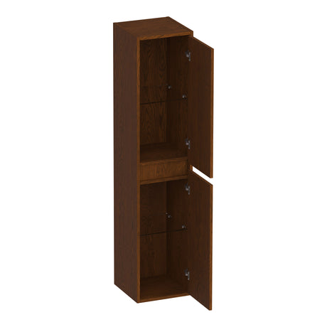 BRAUER Adore hoge kast 160 met 2 deuren greeploos links- of rechtsdraaiend lamellen eiken bruin HK-AD160LEB