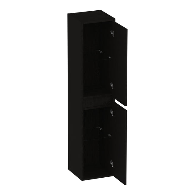 BRAUER Adore hoge kast 160 met 2 deuren greeploos links- of rechtsdraaiend Timber Black HK-AD160TB