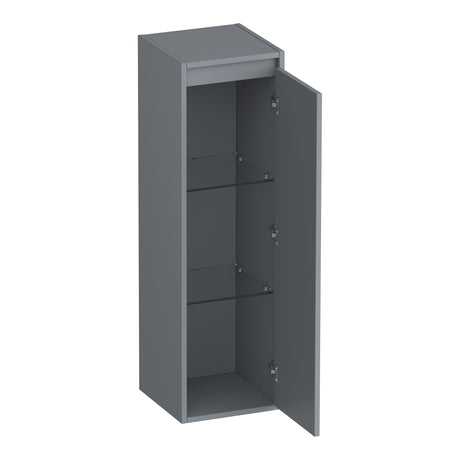 BRAUER Adore Wavy hoge kast 120 met 1 deur greeploos rechtsdraaiend mat grijs HK-ADW120RMG