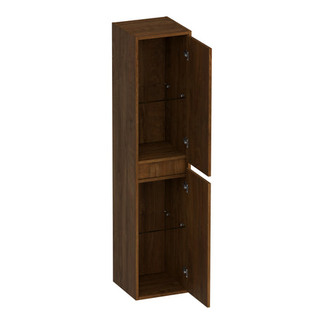 BRAUER Adore Wavy hoge kast 160 met 2 deuren greeploos links- of rechtsdraaiend Forest Cacao HK-ADW160FC
