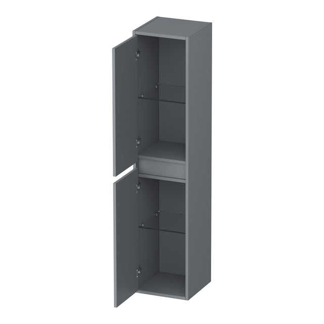 BRAUER Adore Wavy hoge kast 160 met 2 deuren greeploos links- of rechtsdraaiend mat grijs HK-ADW160MG