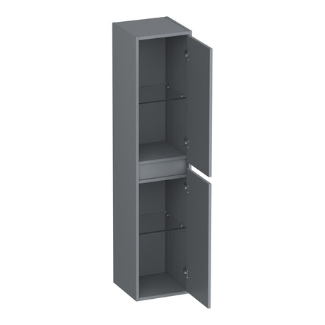 BRAUER Adore Wavy hoge kast 160 met 2 deuren greeploos links- of rechtsdraaiend mat grijs HK-ADW160MG