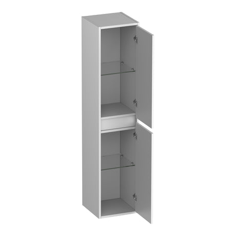 BRAUER Adore Wavy hoge kast 160 met 2 deuren greeploos links- of rechtsdraaiend mat wit HK-ADW160MW