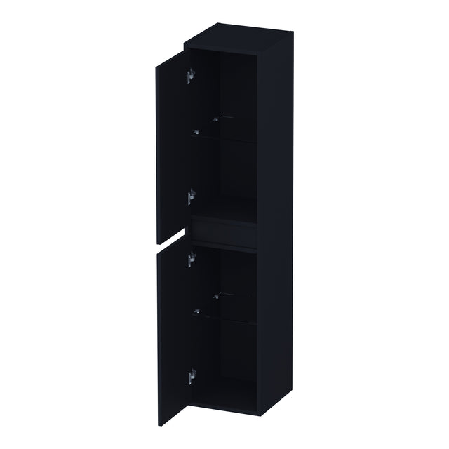 BRAUER Adore Wavy hoge kast 160 met 2 deuren greeploos links- of rechtsdraaiend mat zwart HK-ADW160MZ