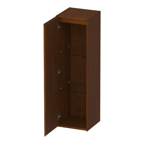 BRAUER Inspire hoge kast 120 met 1 deur greeploos linksdraaiend lamellen eiken bruin HK-IN120LLEB