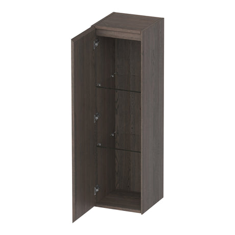 BRAUER Inspire hoge kast 120 met 1 deur greeploos linksdraaiend lamellen eiken zwart HK-IN120LLEZ