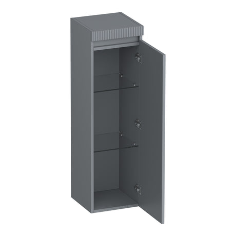 BRAUER Joy Wavy hoge kast 120 met 1 deur greeploos rechtsdraaiend mat grijs HK-JYW120RMG