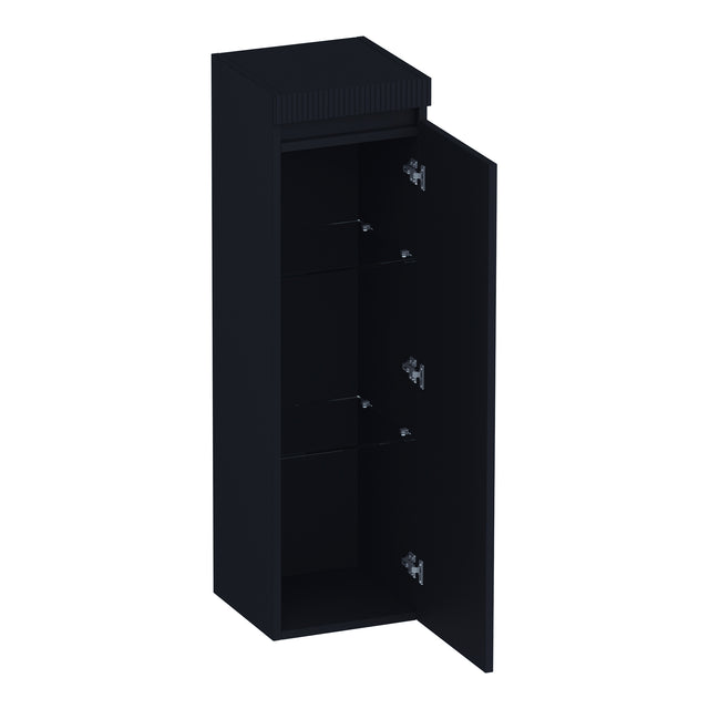 BRAUER Joy Wavy hoge kast 120 met 1 deur greeploos rechtsdraaiend mat zwart HK-JYW120RMZ