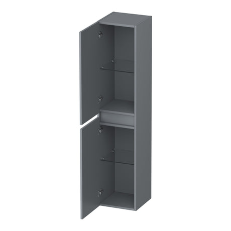 BRAUER Joy Wavy hoge kast 160 met 2 deuren greeploos links- of rechtsdraaiend mat grijs HK-JYW160MG