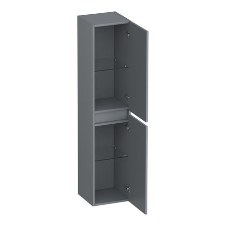 BRAUER Joy Wavy hoge kast 160 met 2 deuren greeploos links- of rechtsdraaiend mat grijs HK-JYW160MG
